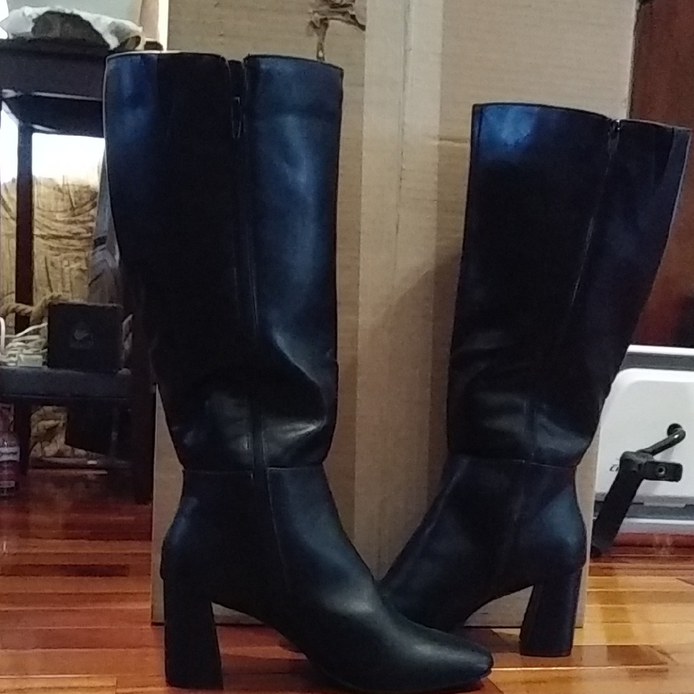 Sugar Black Heeled Knee-High Boots